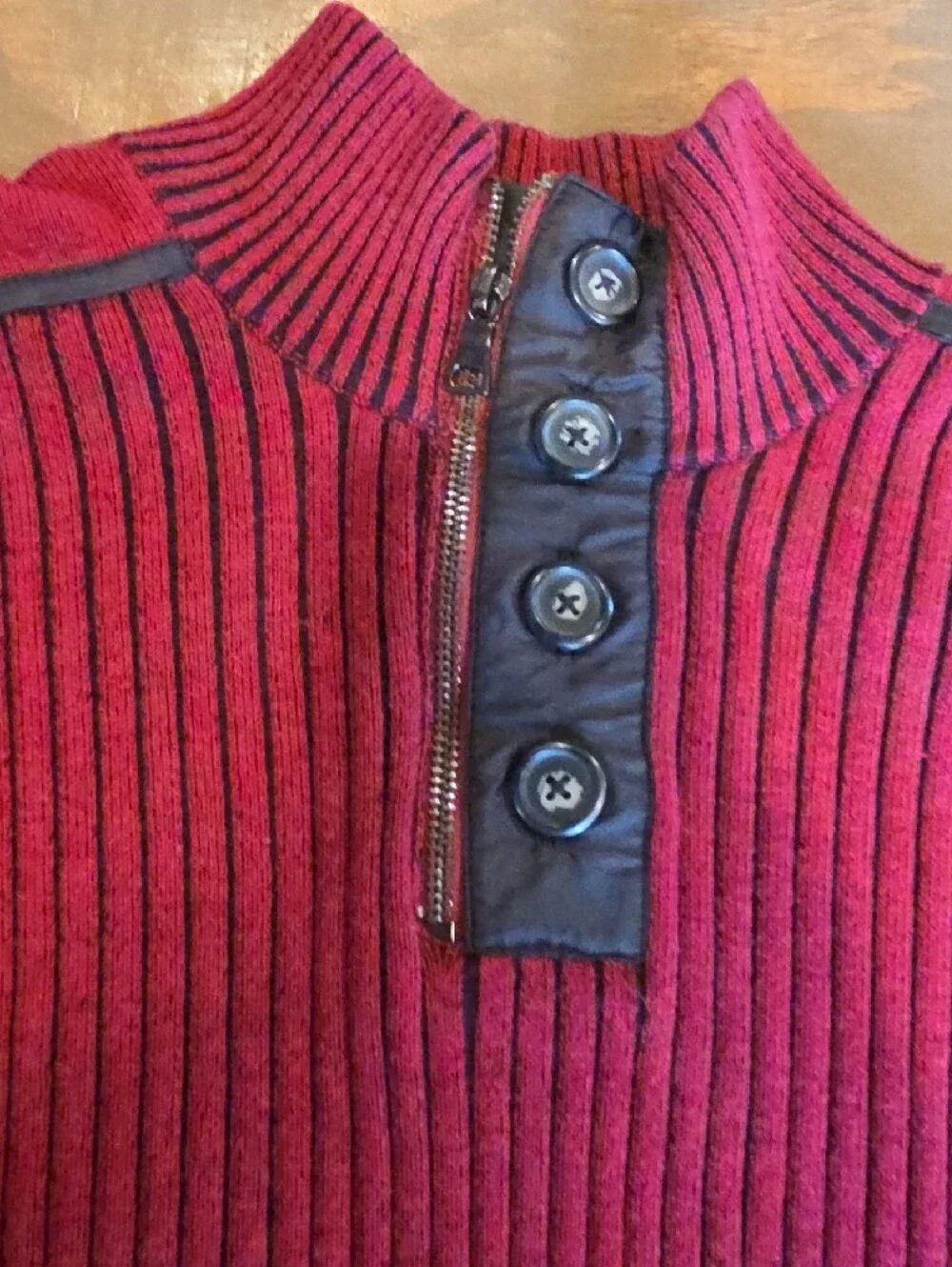 INC International Concepts Women's Ribbed Maroon Button-Trim Sweater